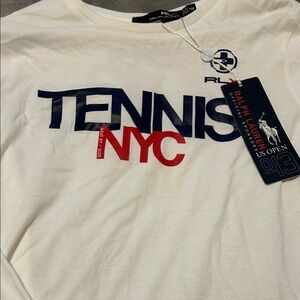 Ralph Lauren Men's Cream Tennis NYC Long Sleeve Tee